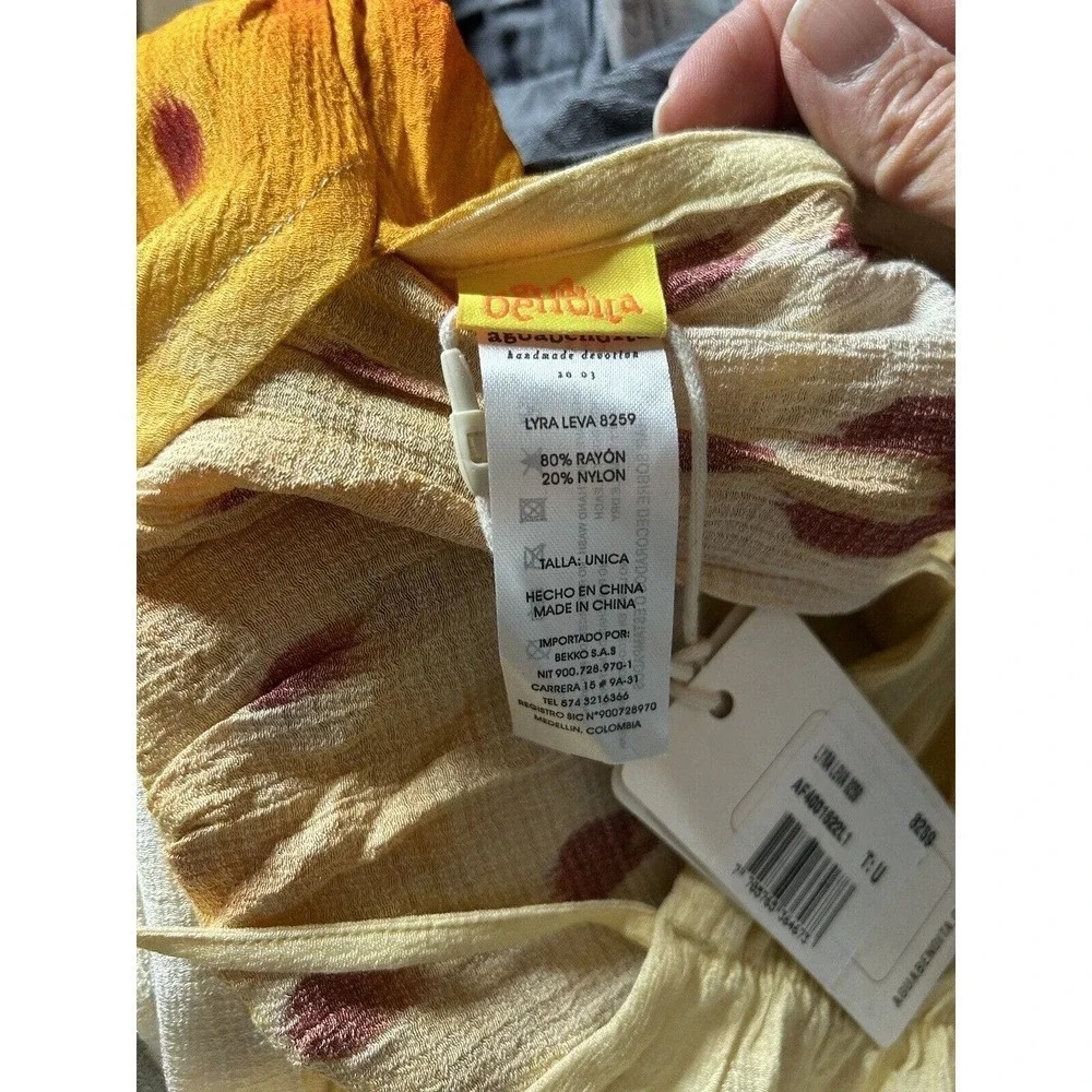 NWT Agua Bendita Lyra leva ivory one size dress rayon cream orange - Picture 12 of 13